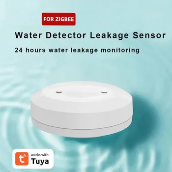 Tuya Zigbee Сензор за вода Интелигентен живот APP Мониторинг на изтичане на вода Сензор за потапяне в наводнения Работа с кран за автоматизация на Zigbee