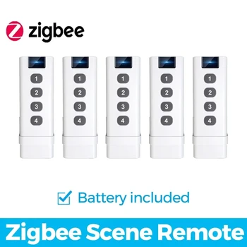 TUYA ZigBee умна къща Безжичен превключвател за сцена 4 Gang Remote Portable Tuya Zigbee Hub Изисква се Няма ограничение за контролните устройства