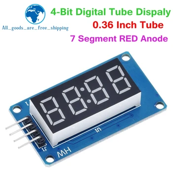 TZT TM1637 LED дисплей модул за Arduino 7 сегмент 4 бита 0.36Inch часовник RED анод цифрова тръба четири сериен драйвер борда пакет