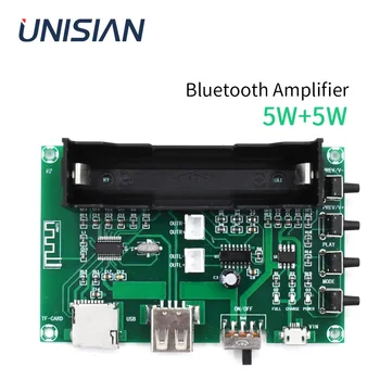 UNISIAN Bluetooth 5.0 PAM8403 Мини аудио усилвател 2 * 5W 2.0 канален HIFI цифров усилвател на мощност Поддръжка на SD карта USB диск