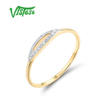 VISTOSO Pure 14K 585 жълто злато пръстени за жени пенливи диаманти Dainty Marquise сватба стифиране ежедневно износване фини бижута