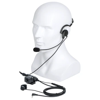 Walkie Talkie 7.1mm микрофон за слушалки с костна проводимост с микрофон с пръст и U94 PTT адаптер за MOTOROLA HYTERA