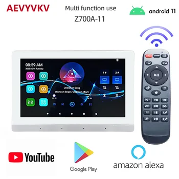 WIFI в стенен усилвател 7'' Bluetooth сензорен екран Android 11 стенен панел 8X30W фонова стерео звукова система със зонов контрол