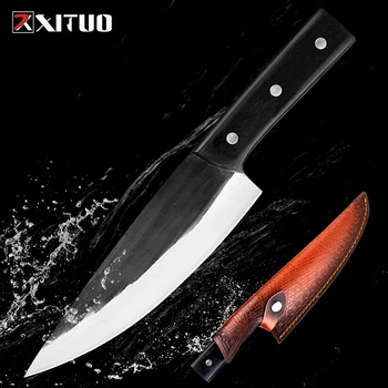 XITUO Ръчно изработен кован кухненски нож за готвач Високовъглеродна стомана Ултра-остър месарски нож Ножове за рязане на месо Риба Нож за нарязване