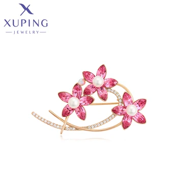 Xuping бижута мода ново пристигане цвете имитация перла кристал брошки за жени момиче подарък X000025761