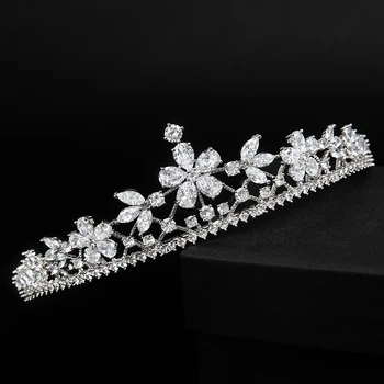 YYSUNNY Модерни кристални сватбени диадеми и корони цвете прическа лента за коса шлем бижута за жени абитуриентски ден парти подарък