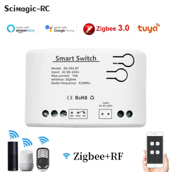 Zigbee 220V интелигентен превключвател 1/2/4 канал 12V 22V 110V 240V релета съвместими Alexa Tuya inching Smart Light Switch