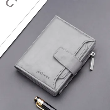Zipper портфейл Мъжки къс мулти-карта катарама портфейл многофункционални кожа сив чантата на едро пари чанта луксозен портфейл