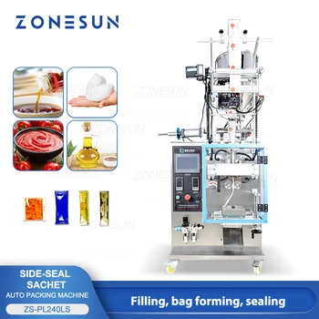 ZONESUN ZS-PL240LS Автоматична машина за пълнене и запечатване на течни торбички Опаковка на саше Кетчуп паста сос пакет с принтер