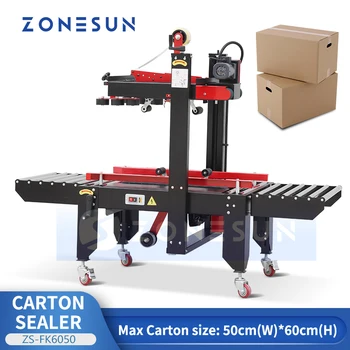 ZONESUN Автоматична машина за запечатване на кутии Картонена горна долна лента Експресна колетна запечатваща опаковъчна машина за производство ZS-FK6050