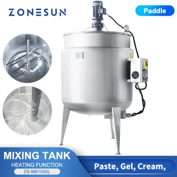 ZONESUN смесителен резервоар с бъркалка емулгиращ блендер храна течен гел миксер барабан гребло с отопление функция ZS-MB1000L