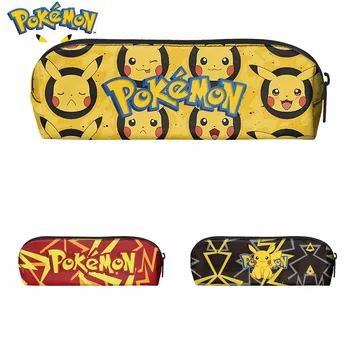 Аниме Pokemon Pikachu молив случай писалка комплект Kawaii Pikachu печат писалка чанта карикатура студенти съхранение чанта канцеларски детски играчки подарък