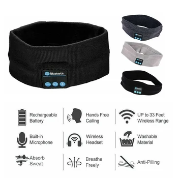 Безжични Bluetooth стерео слушалки Работещи музикални слушалки Маска за сън Слушалки Мода Йога Спортна музика Лента за глава с микрофон