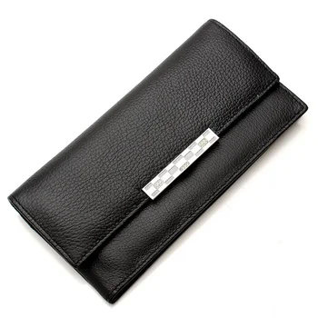 Безплатни портфейли за жени Hasp естествена кожа дълга парична карта притежателя съединител чанта моден дизайнер луксозни дами монета чанта