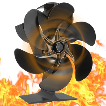 Вентилатор за камина 6 -Blade Heat Powered Печка Fan Печка на дърва Fan Heat Powered Fan Аксесоари за печки на дърва Тиха работа Циркулираща