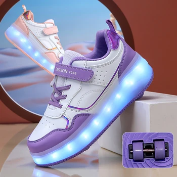  Висококачествени ролкови кънки за деца на открито износоустойчиви ролкови кънки обувки с флаш колела многофункционални спортни обувки