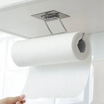 Висящ държач за тоалетна хартия Самозалепваща се кука Кухненски аксесоари за баня от неръждаема стомана Организатор Монтирана на стената закачалка за тъкани