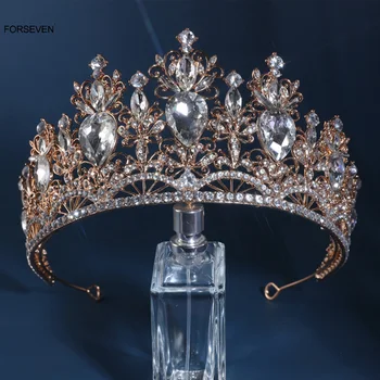 Големи диадеми и корони Талисмани Барокова лента за глава Булчински аксесоари за коса Кристал лента за коса кралица корона булка сватба коса бижута