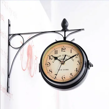 гореща продажба двойно лице Падингтън стенен часовник черен открит градински декор стенен часовник Dia (25cm)
