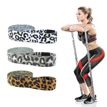 Дамски йога фитнес 3piece леопард печат дълъг плат фитнес участък колан йога съпротива лента отворен рамо и хип повдигане комплект