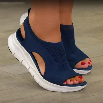 Дамски летни обувки 2023 Mesh риба платформа сандали Жените отворени пръсти клин сандали дами леки ежедневни обувки Zapatillas Muje