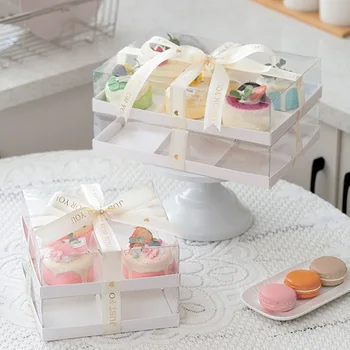 Десертна кутия с прозрачен капак Кутии за бисквитки за даване на кутии за лечение на понички бонбони сладкиши за еднократна употреба контейнери за храна Кутии за хлебни изделия