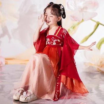 Древен китайски костюм Детска детска фея рокля Косплей Ханфу народни танци Облекло Китайска традиционна рокля за момичета