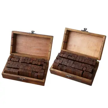Дървен комплект печати 70pcs DIY занаятчийски номер азбука печат писма комбинация печат печат реколта дървени домакински аксесоари