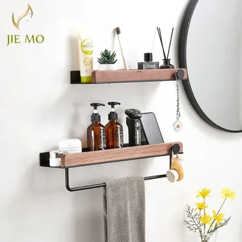 Дървена стойка за баня висяща тоалетна статив ъглова рамка Месингова козметична рамка Ъглов рафт кухненски рафт JM206