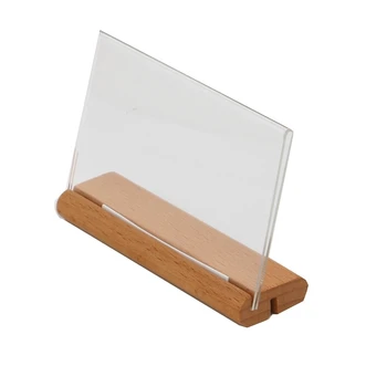 Дървени акрилни фото рамка плот ясно акрилни притежатели на знаци бюро знак етикет притежателя фото рамка стойка таблица