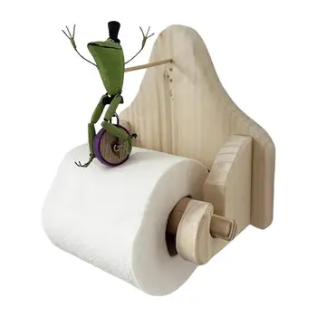 Държач за тоалетна хартия Дървени орнаменти Тоалетна ролка за съхранение Rack Frog езда Велосипедни декорации Аксесоари за баня Държач за хартия