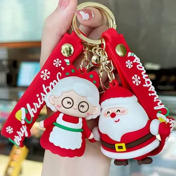 Дядо Коледа детски подарък мобилен телефон висящи жени декорации гумена кукла кола ключодържател чанта чар Коледа ключодържател ключодържател