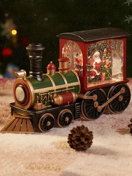 Дядо Коледа снежен човек Бъдни вечер музикална кутия влак музикална кутия кристална топка орнаменти Начало Декорация на маса Коледа Детски подаръци