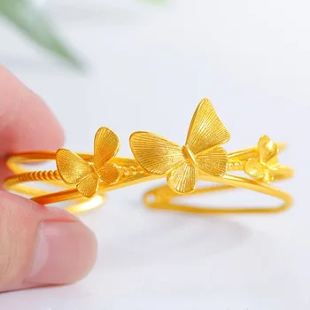 Експлозивен FEелегантен отваряне триизмерна пеперуда гривна гривни гривни 18K златни гривни за жени гривна подаръци не избледняват
