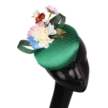 Елегантна дамска официална рокля Сватбени цветя шапка Fedora Fascinators лента за глава булчински ожени аксесоари за коса парти събитие шоу капачка