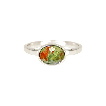 Естествен пръстен Унакит Шелби 925 Сребърни посребрени скъпоценни камъни пръстен бижута за жени