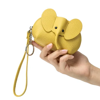 Естествена кожа малък портфейл чанти за жени слон форма мини луксозен дизайнер женски пратеник телешка монета чантата
