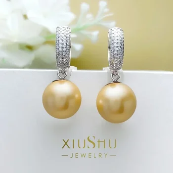 Желание реколта стил Beimu перлени обеци 925 посребрени злато кръг силна светлина малък изящен нова тенденция