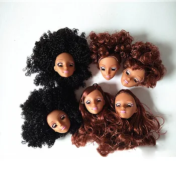 За 1/6 африкански кукли 4D живи очи черна кукла главата с черна експлозия прическа дълга коса DIY кукла играчки за момичета Коледа