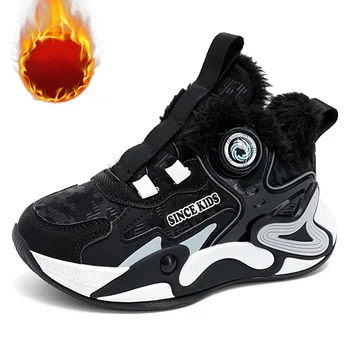 Зимни плюшени топли детски памучни обувки Момчета баскетболни обувки Ежедневни обувки за бягане за момичета Мода Детски маратонки