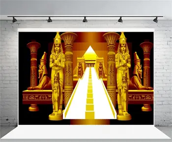 Златен египетски фараон Древен Сфинкс Фотография Фон Абстрактно Пирамидално стълбище Фон Египет Кралица Религия Култура