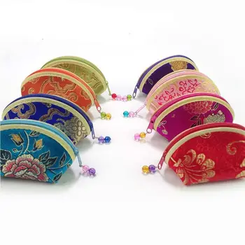 Изискан китайски стил чанта торбичка цип жени бижута чанта за съхранение многоцветен бродерия кърпа бижута торбичка гривна контейнер