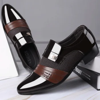 Кожени обувки за мъже Луксозен плюс размер парти офис Бизнес ежедневни обувки Бивши мъже обувки черни мокасини Zapatos de Vestir Hombre