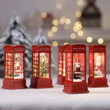 Коледа реколта нощни светлини снежен човек Дядо Коледа светлина блясък телефон кабина украшение коледни подаръци