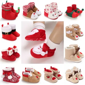 Коледни бебешки обувки Меки еднолични подови обувки Не изпускайте обувки Бебешки обувки Обувки за ходене Бебешки чорапи Бебешки чорапи