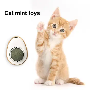 Котка облизване играчка полезно яйце форма коча билка топка котка аксесоари самозалепващи catnip топка
