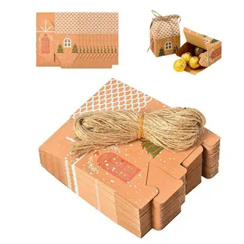  Крафт кутия за подарък 50pcs сгъваеми крафт хартиени кутии с мулти функции Консумативи за опаковане на подаръци за бонбони играчки Бисквитки Шоколад