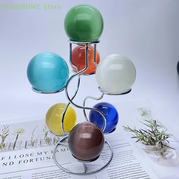 Кристална топка кристални яйца кварцова стойка метална сфера притежател многоцветни кристална топка дисплей база може да бъде поставен седем топки