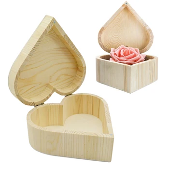 Кутия за съхранение Дървена бижутерия с форма на сърце Гривна Организация Опаковка Обеци Подаръчна кутия Занаяти Козметичен грим Организатор