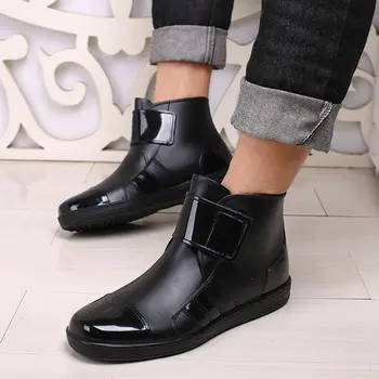 Къси ботуши за дъжд Мъжки неплъзгащи се водоустойчиви обувки Гумени обувки Мода Мъжки ботуши Работни ботуши 2021